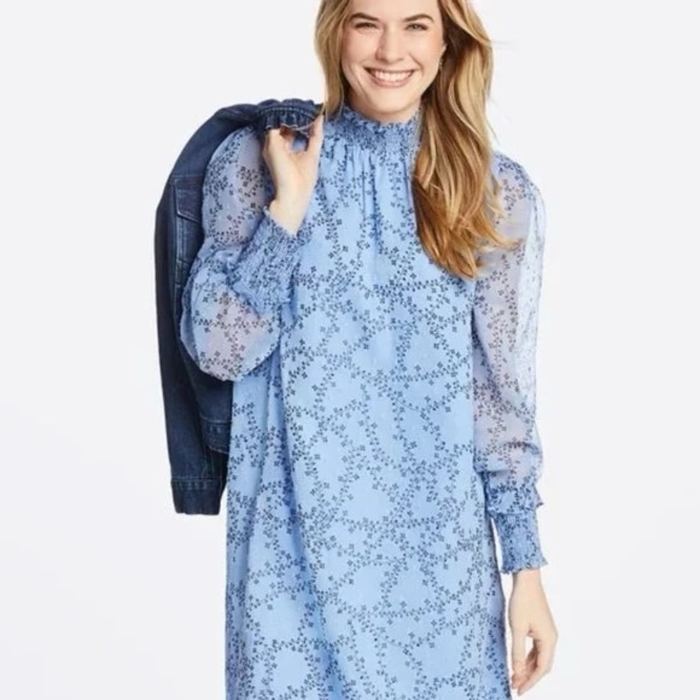 Draper James printed Swiss dot smocked dress, size M